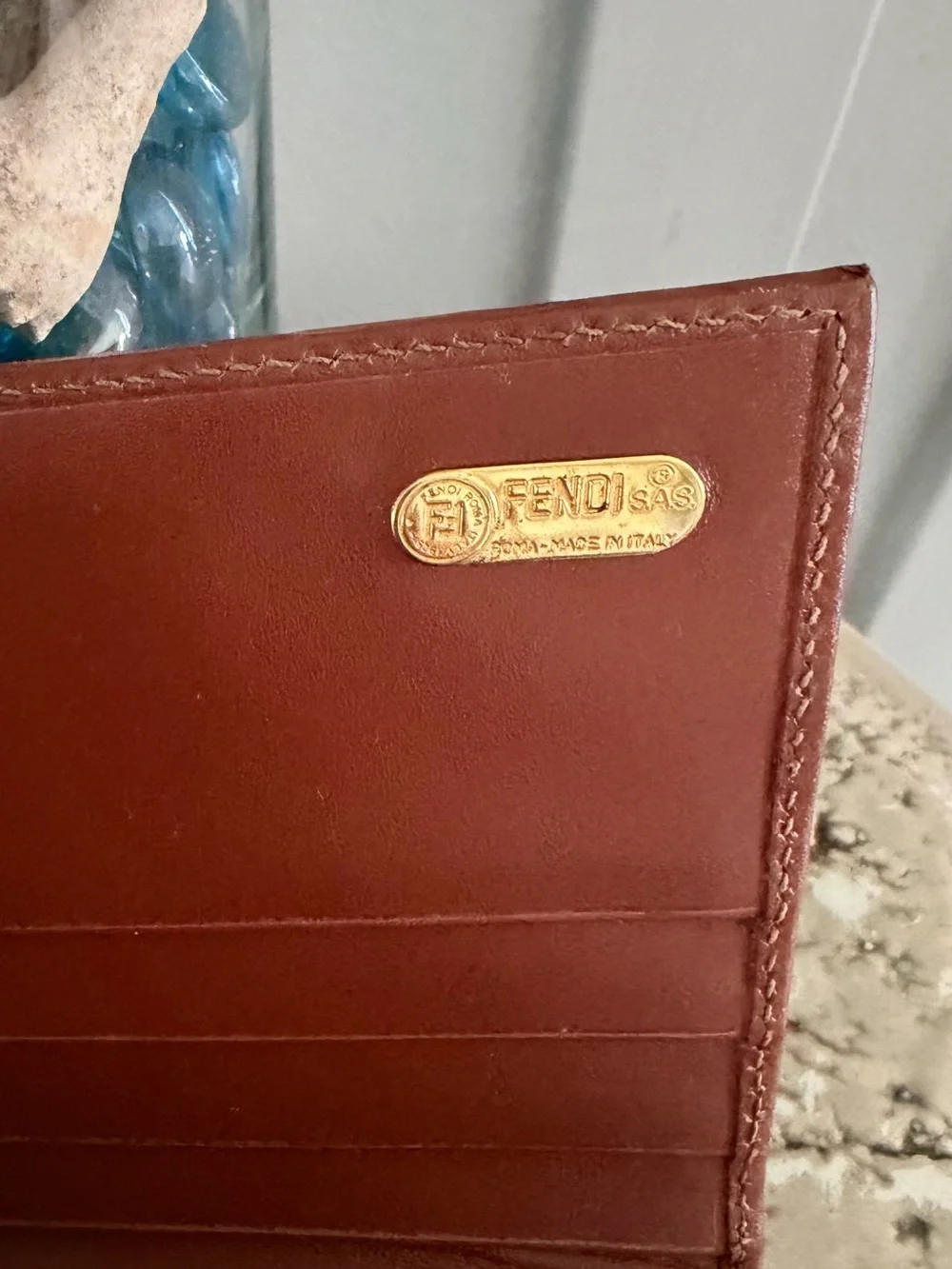 Fendi Pequin Striped Long Wallet Crossbody - Belt - tobacco/tan